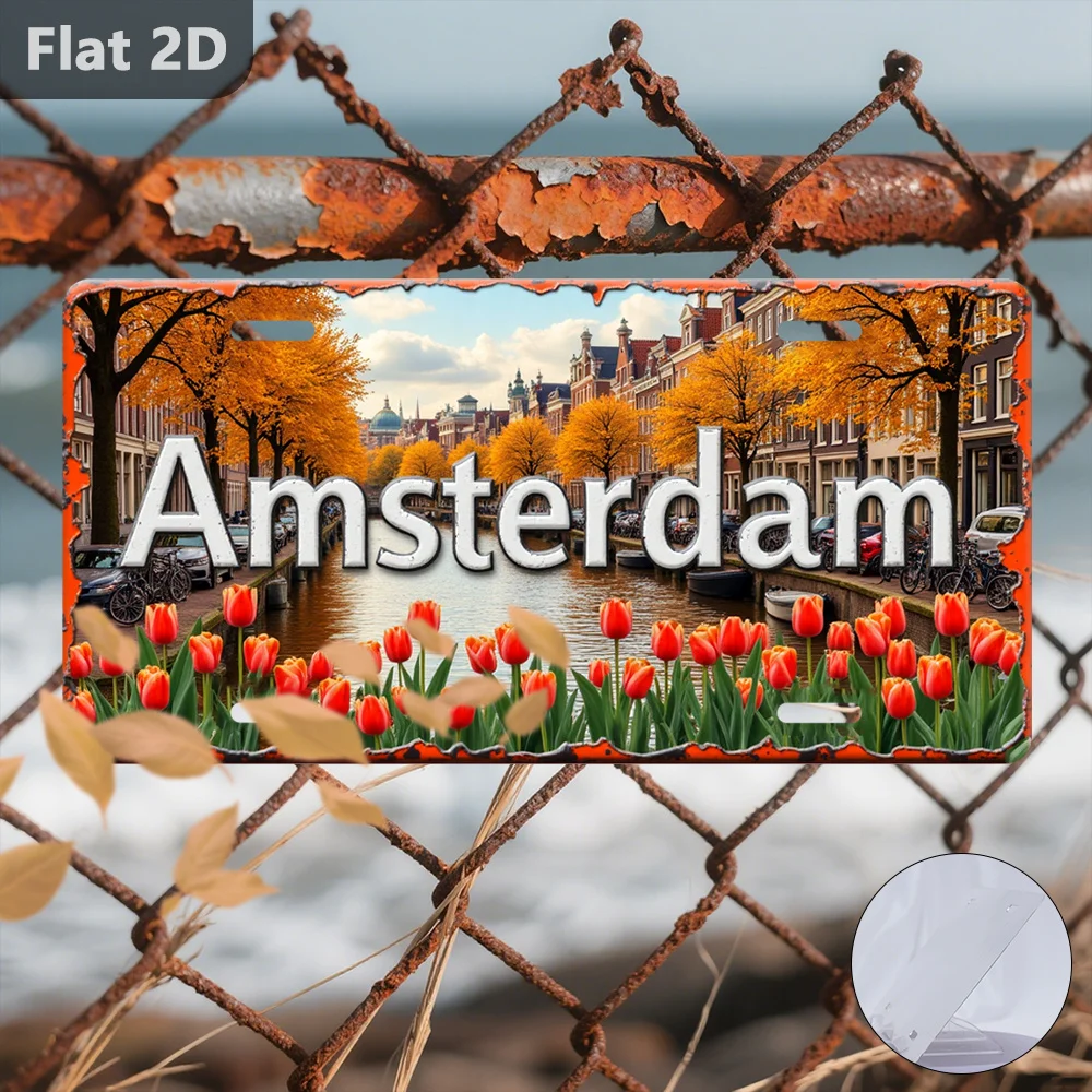2D Flat - [Enable ] 2D Flat2D Plane, 1pc, for Decoration Solely, Outdoor Signs And Wall Decoration (12.0inch X 5.9inch), Amsterd