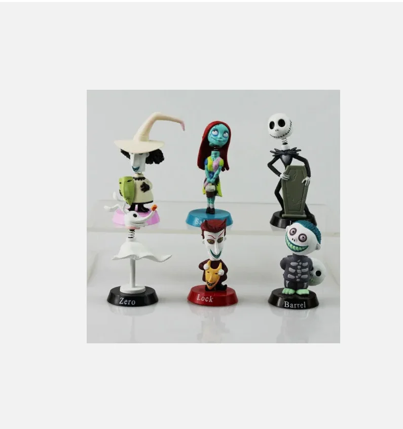 6 Pcs/Lot The Nightmare Before Christmas 7.8cm Mini Figure Jack Skellington Horrible Funny Halloween Doll Model Ornaments Toys