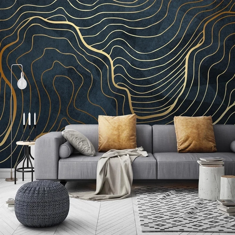 Customized products Abstract Golden Lines Mural 3D Wallpaper Modern Study Room Living room sofa TV background bedroom restaurant