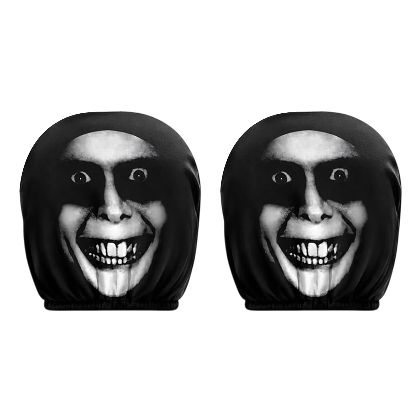 2PCS Car Headrest Cover Stretchy Washable Scary Face Head Rest Cover Breathable Reusable Universal Fit for Most Cars Sedan SUV