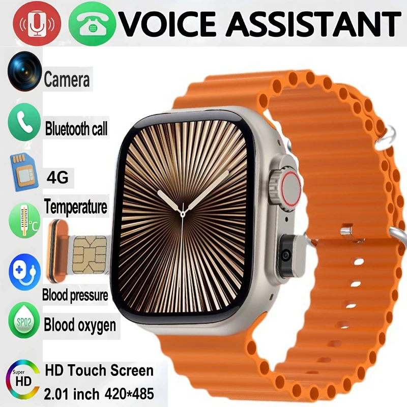 New 2.45-inch 4G Network SIM Card Smart Watch Camera GPS Wifi Google Play IP67 Waterproof Android IOS Men Women Smartwatch 2024