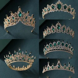 A Baroque Elegant Gold-green-color Tiara Full Of Charming Atmosphere Designed For Ladies' Dancing Party