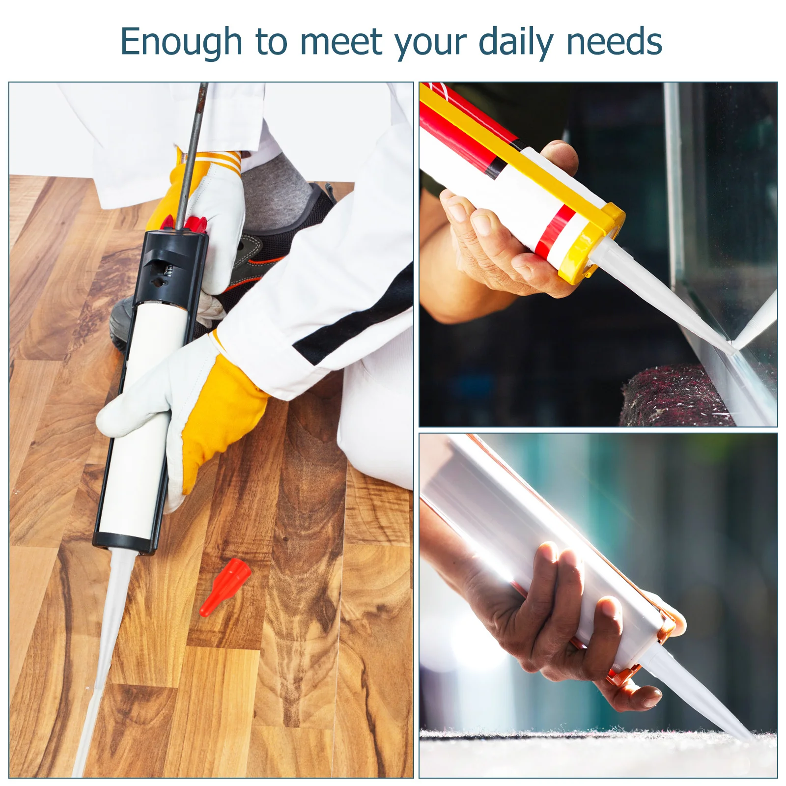 

20 pcs Caulk Nozzles With Caps Replacement Tips For Filling Gaps Wall Tiles Floor Sealing Extension Tools Caulk Applicator Tips