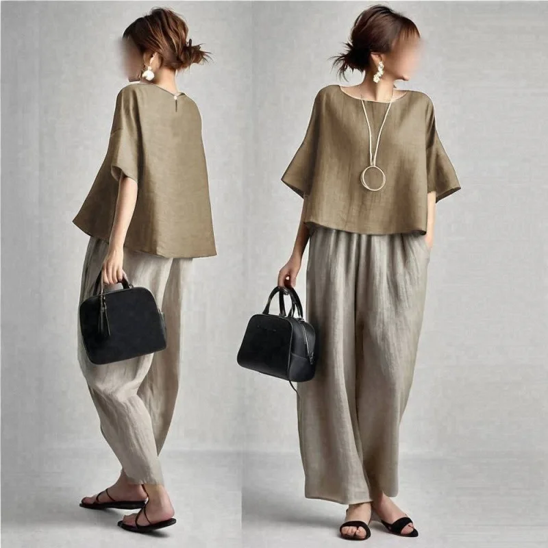 Ensemble deux pièces pour femm - Linen Pant Wide avis et prix