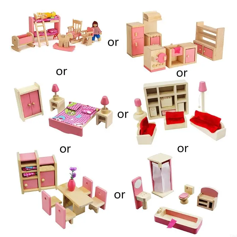 T3LA 1 juego 1:12 miniatura para casa muñecas muebles madera niño para jugar juguetes regalo Fo