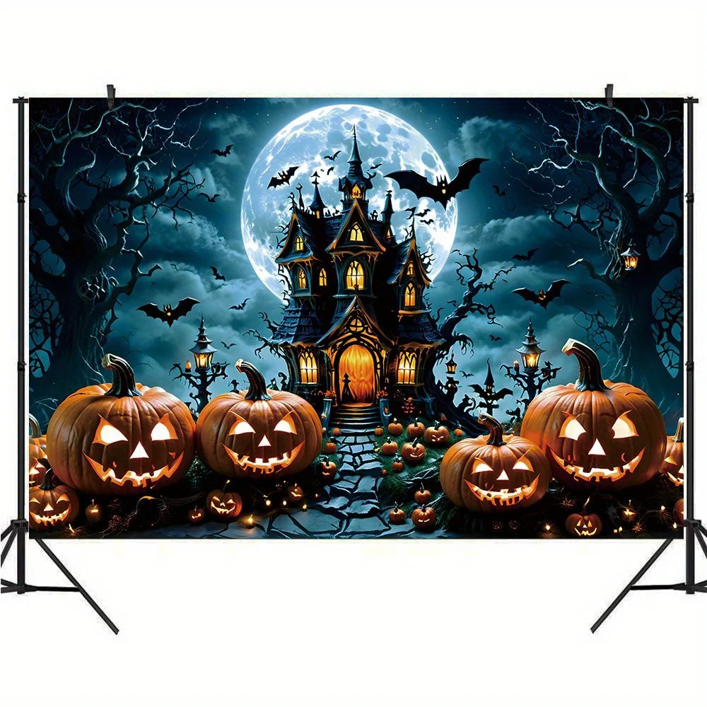 Arti Decorative Halloween sfondo tende-Ghost Night Castle e zucca lanterna zucca appeso a parete