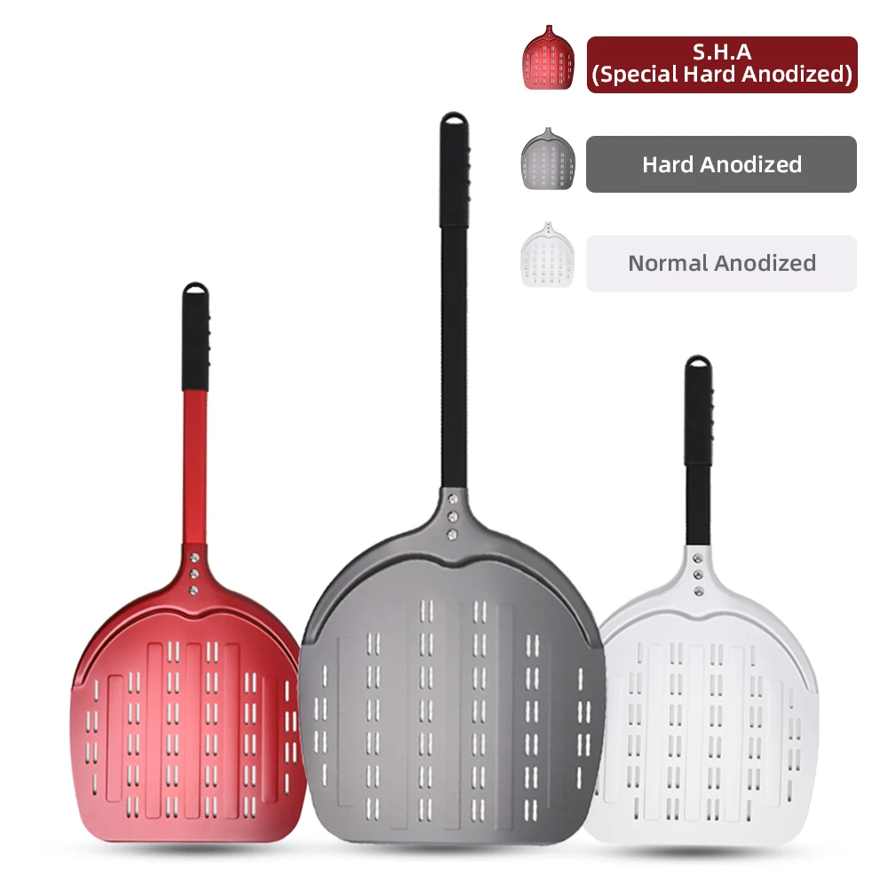 

12 14Inch Pizza Peel Long Handle Turning Paddle Aluminum Pizza Turner Nonstick Baking Tool Perforated Paddle Kitchen Accessories