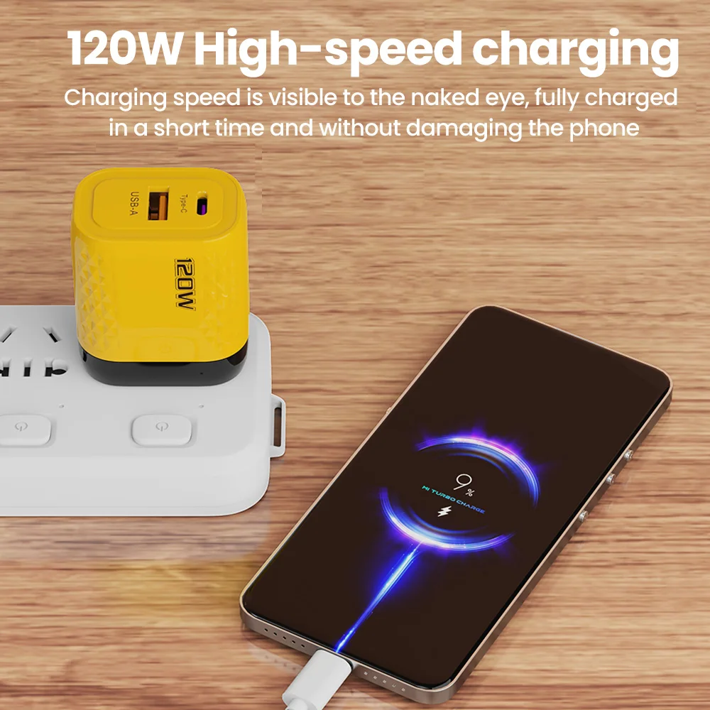 Szybka ładowarka 120W PD QC 3.0 USB typu C Szybkie ładowanie Wtyczka UE/USA/UK Zasilacz do iphone Xiaomi Huawei Samusng