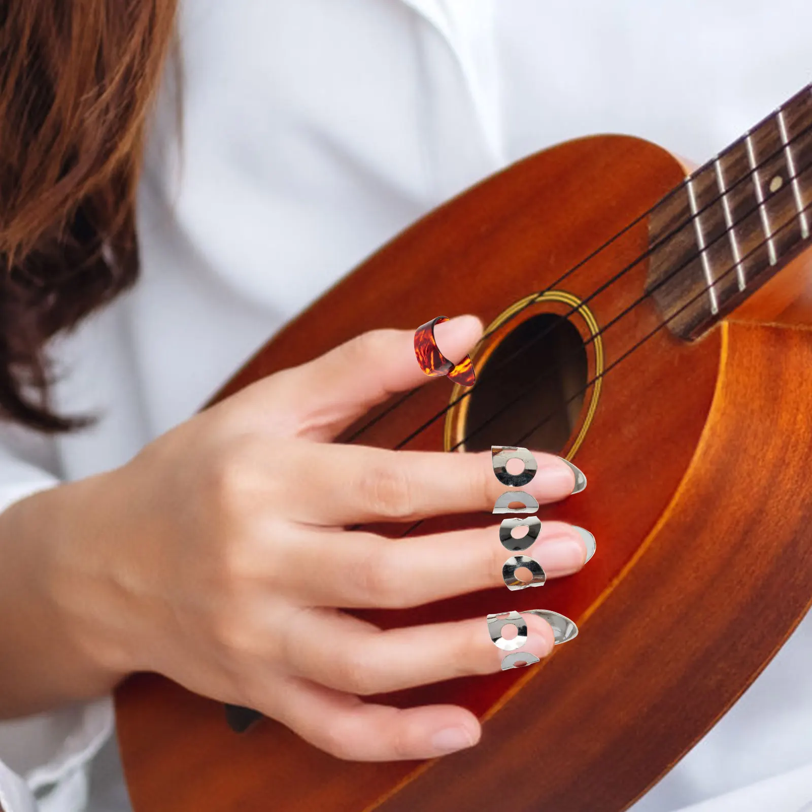 

Stainless Steel Guitar Finger Picks Durable Reusable Comfortable Protect Fingers Pain Sweat Beginners Professional