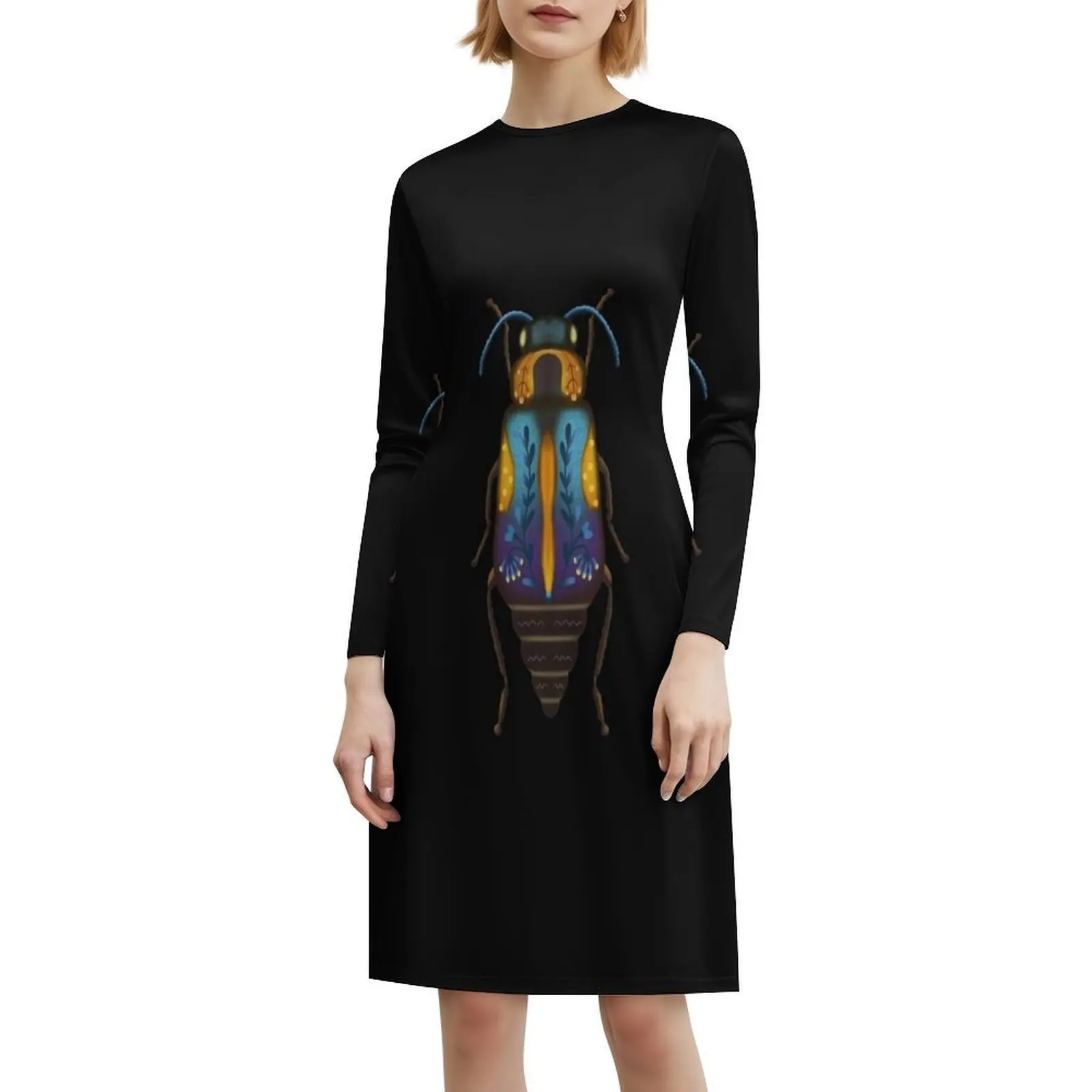 Botanical Beetle Women's Streetwear Party Dress Trendy Print Club Clothing For Female Botanical Beetle Beetle Blue Orange