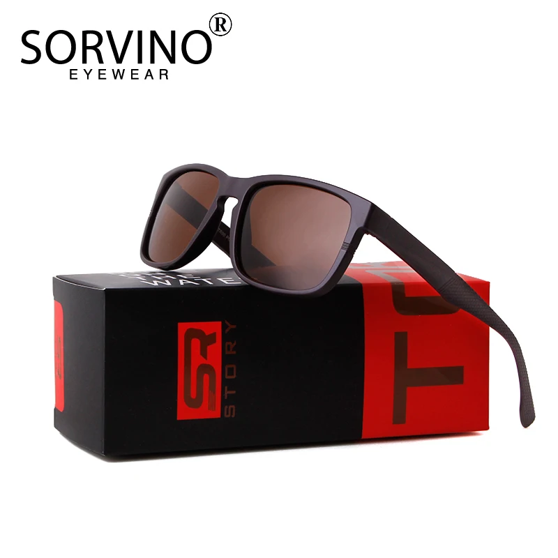 

SORVINO Sporty Polarized Sunglasses Men's Elastic Black Comfortable Driving Driving 2020 Design Fashion Square UV400 Sun Glasses