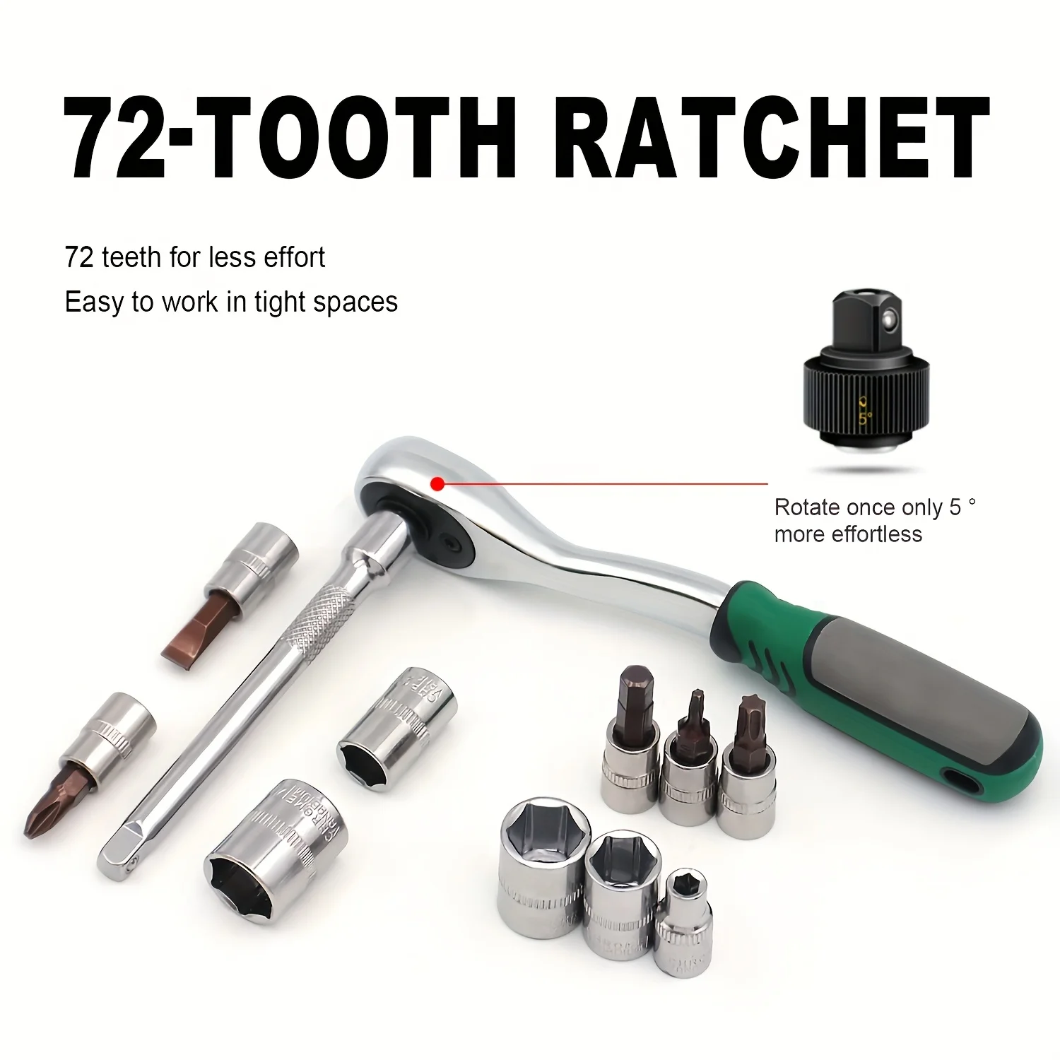 Handwerkzeuge 29-teiliges Schlagsteckschlüsselsatz mit 1/4-Zoll-Antrieb, metrisch 4–14 mm, robustes EVA-Schaumblech, passend für perfektes Werkzeug – Detail 5