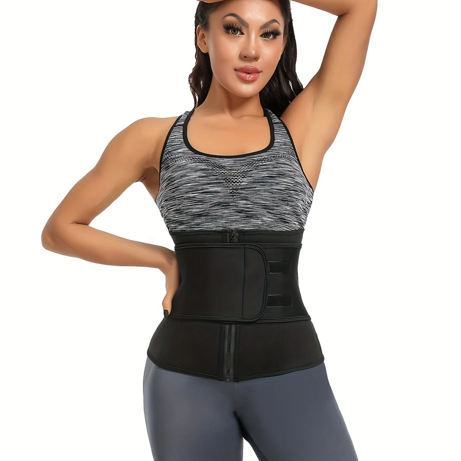 Neoprene Sweat Waist Belt, Double-layer Strengthen Abdominal Waist Belt With Zipper, Sports Fitness Waistband Waist Trainer