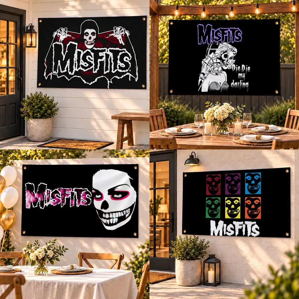 Heavy Rock Band M-Misfits Flags Custom Wall Hanging Background Art Banner For Bedroom Home Living Room Outdoor Decor