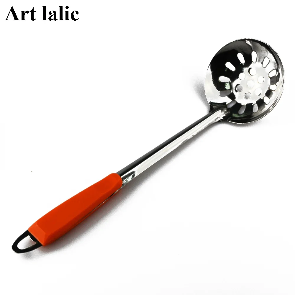 Stainless Steel Long Handle Spoon Colander Hot Pot Ramen Soup Ladle Korean Noodles Scoop Kitchen Tableware Cooking Utensils