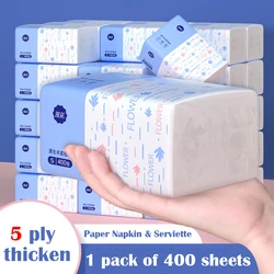 1pack/400 ply Paper towels virgin wood pulp paper 4 ply thickened napkins facial tissue factory wholesale Environmental friendly