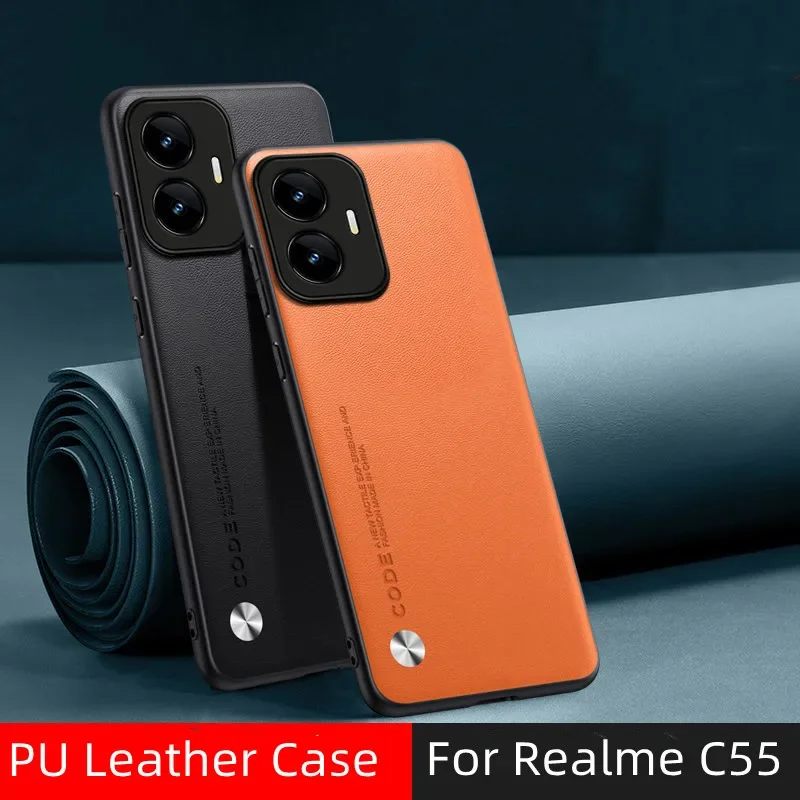 Чехол для Realme C55 силиконовая кожаная Противоударная защитная задняя крышка телефона для OPPO Realme C55 бампер