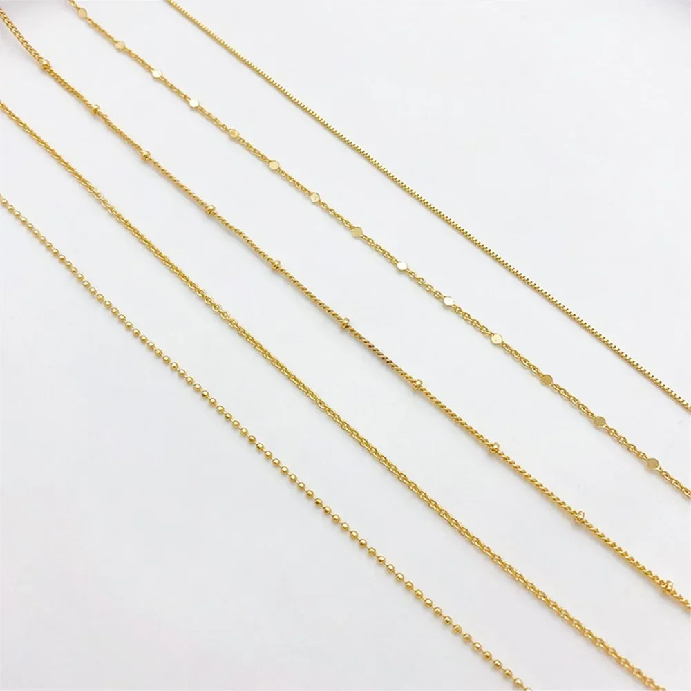 14K مطلية بالذهب 925 الصلب المطبوعة الانتهاء من الترقوة قلادة مع سلسلة ممتدة DiyO على شكل سلسلة صندوق سلسلة فاصل حبة سلسلة