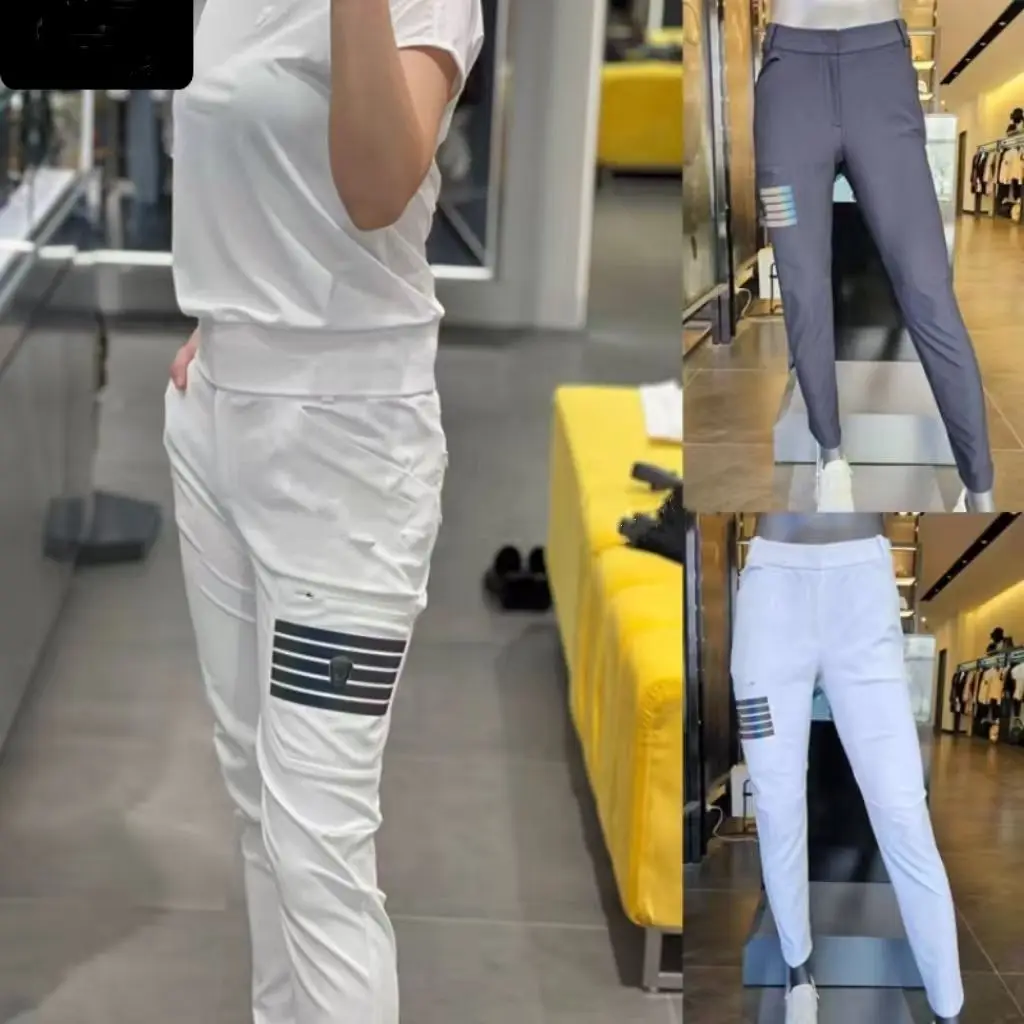 

Women's Solid Color Logo Straight-Leg Golf Pants for Spring Casual, Breathable, Fashionable, Quick-Dry