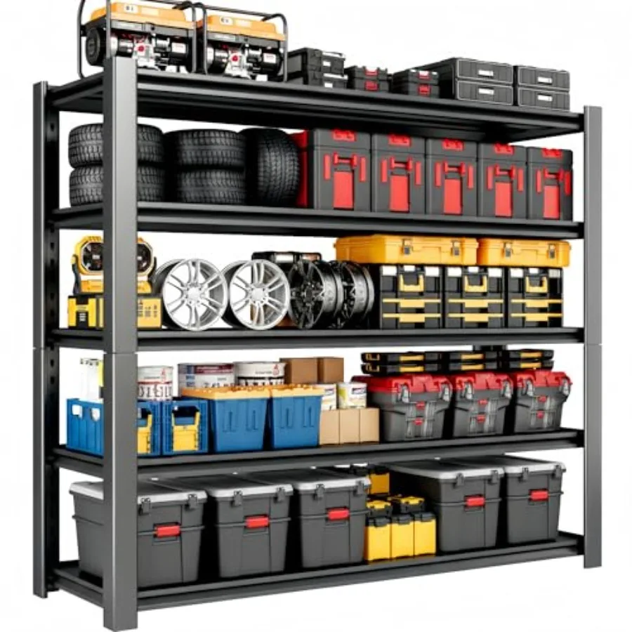 

4000 LBS Heavy Duty Garage Shelving, Metal Storage Selves, Adjustable Boltless Steel Storage Rack for Garage, Basement, Warehou