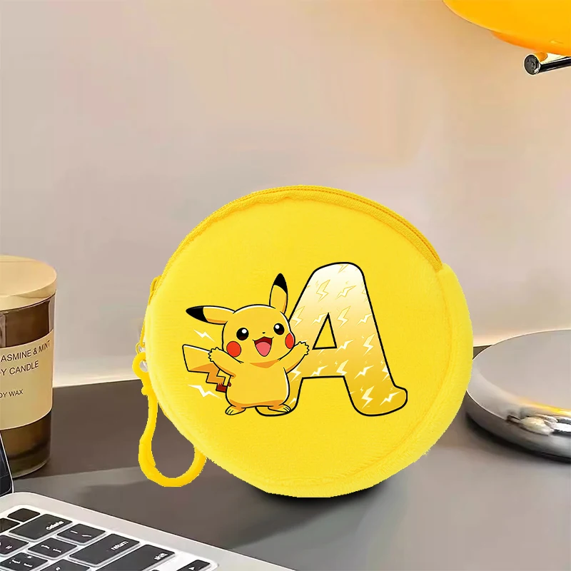 Cute Pockets Monsters Lint Coin Purse Letter A-Z Fashion Handbag Ornaments Gift Cartoon Rotundity Bluetooth Earphone Storage Bag
