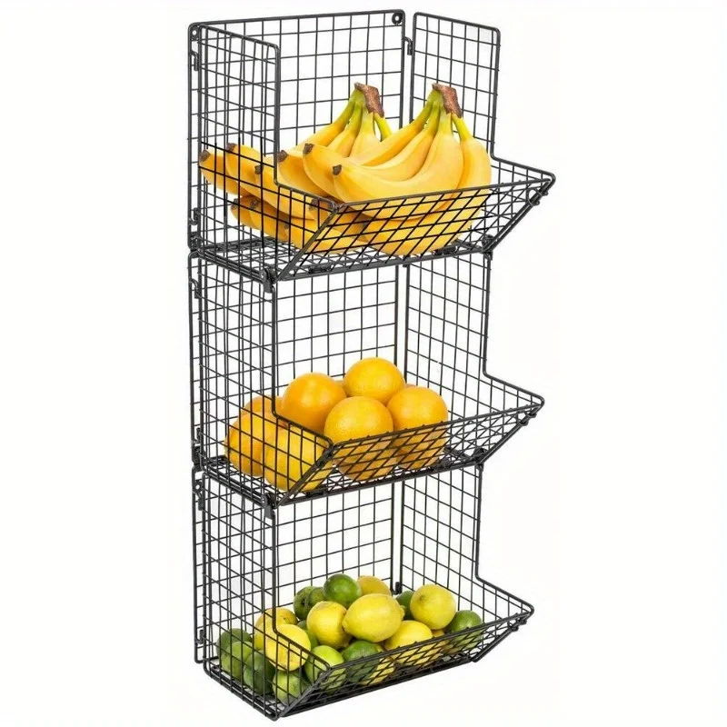 

Fruit Stand Wall Mount Kitchen Storage Multipurpose Foldable Organizer
