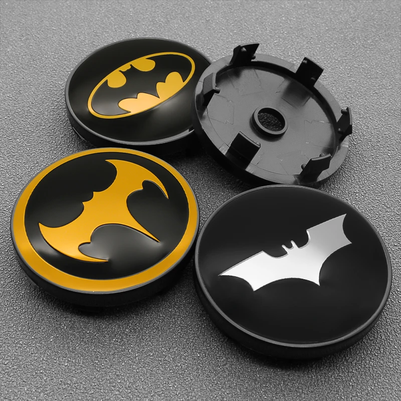 4pcs 56mm+60mm Car Styling Wheel Center Hub Cap Rim Cover Bat Emblem Badge Stickers Decal Modification Decorative Accessories