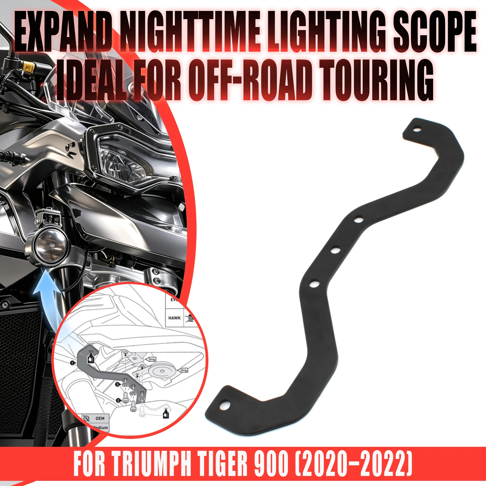 For Triumph Tiger 900 2020-2022 Tiger 850 2021-2022 Motorcycle Fog Light Auxiliary Light Bracket CNC Spotlight Holder Mount