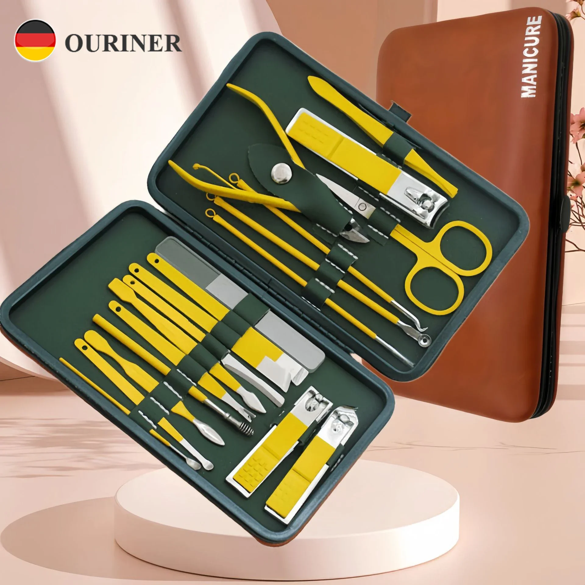 

7-19 Pcs Luxury Stainless Steel Manicure Set Professional Nail Clipper Kit With Travel Case Includes Nail File & Grooming Tools