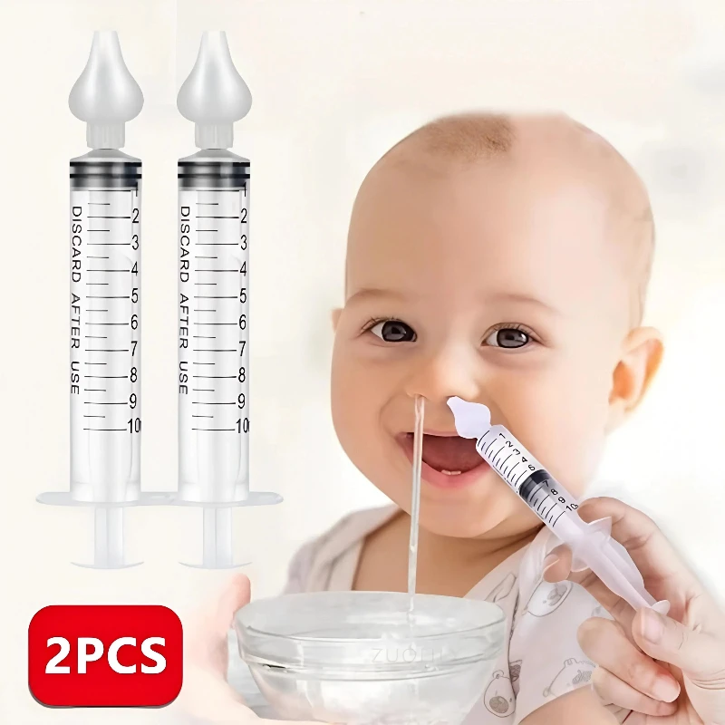 2Pcs Needle Tube Nasal Aspirator Baby Care Nasal Aspirator Cleaner 10ML Baby Rhinitis Nasal Washer Aspirador Nasal De Plastico