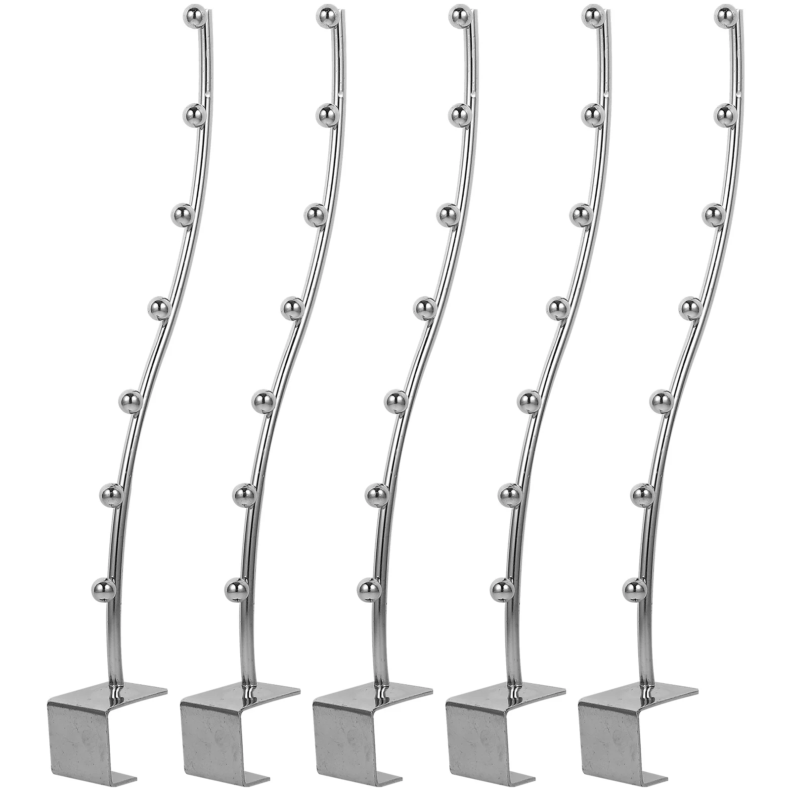 

5pcs 25mm Square Tube Clothing Hooks Wall Mounted Foldable Garment Rack Silver Iron Beads Design Clothes Rail Small Space