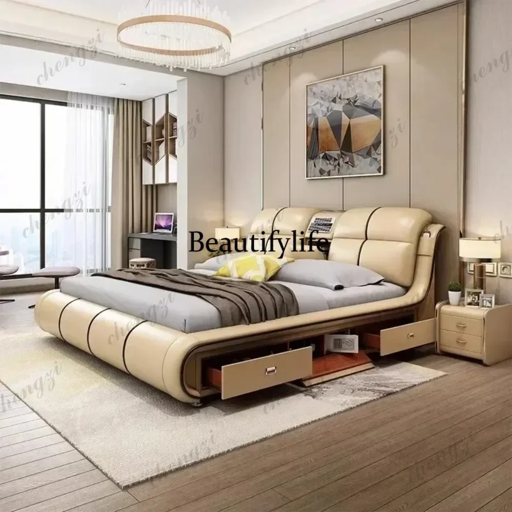 D178 Fancy Wooden Queen Bed Adults Drawer Double Children Queen Bed Full Size Luxury Cama De Lujo Para Dormitorio Set