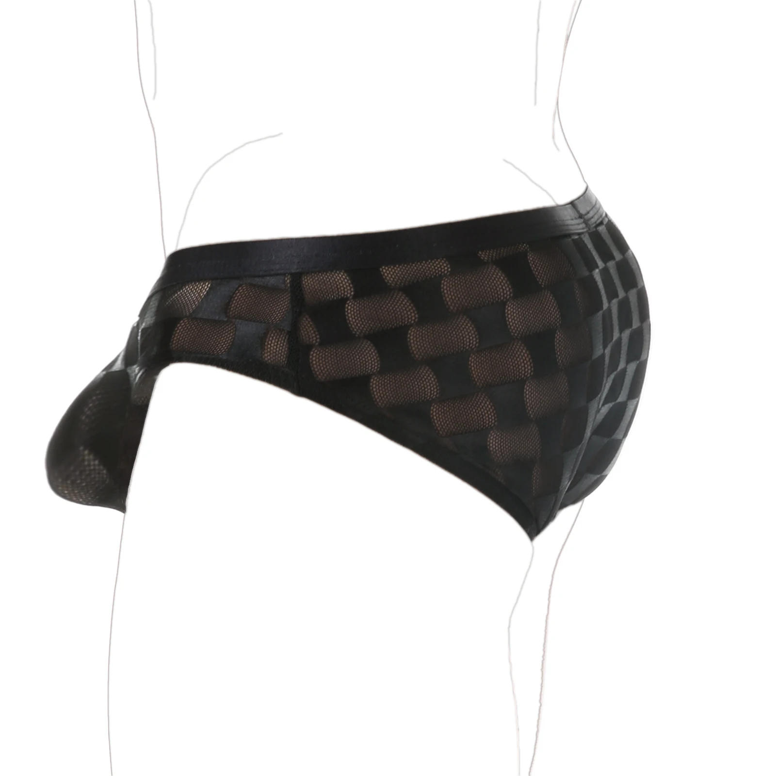 

сексуальное мужское Mesh Male Panties Mens Lace Bulge Briefs Transparent Breathable Plaid Pouch Underwear Slip Uomo Intimo Sexi