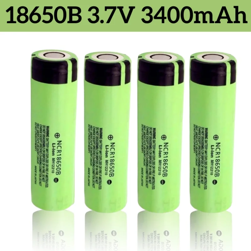 High Capacity NCR 18650B 3.7V 3400mAh 18650 Flat Head High Current Rechargeable Lithium Battery+charger