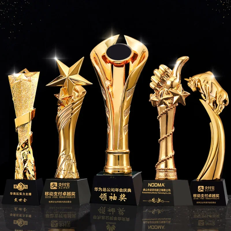 Customized Resin Trophy Custom Champion, Gold, Silver, Bronze, Five-Pointed Star, Thumbs up Creative High-end Honest Annual, 1Pc