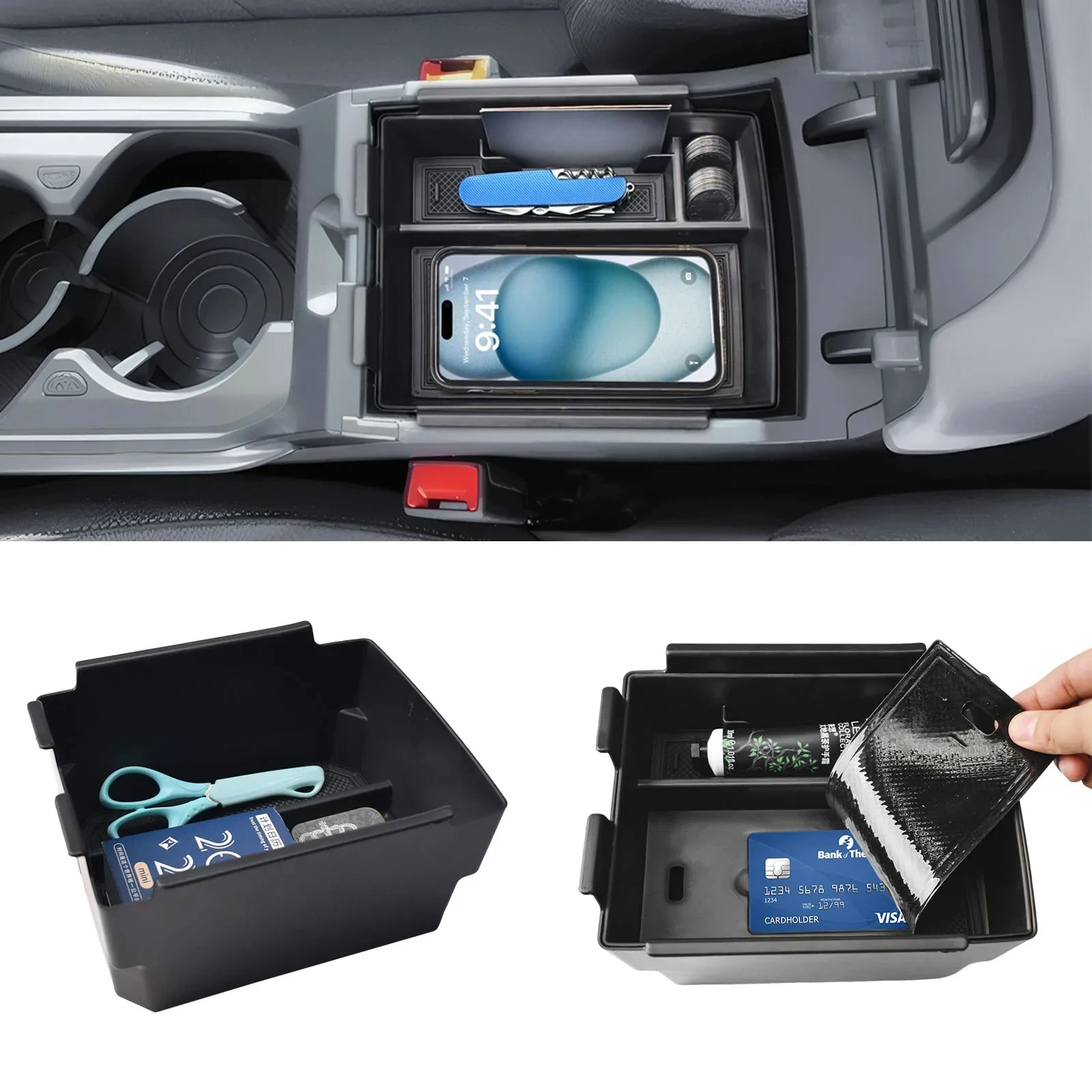 

Органайзер для лотка на центральной консоли для Kia K4 2025 года, аксессуары, внутренний подлокотник средней консоли, ящик для хранения, двухслойный вторичный