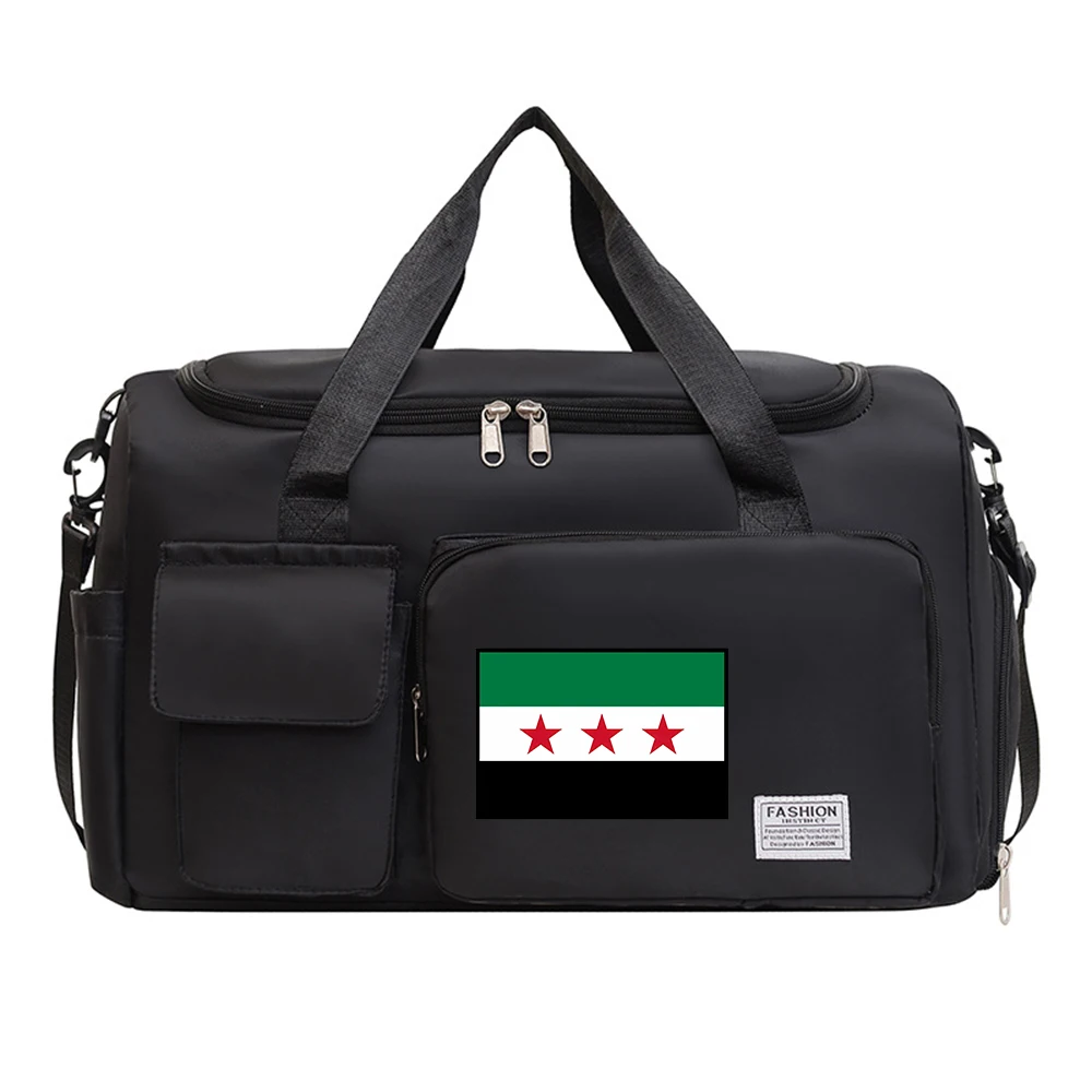 Syria Flag Large Gym Bag Three Stars Travel Bags Solid-liquid Separation Tote Bag for Gym ,yoga,travel,swimming Custom Bags Gift