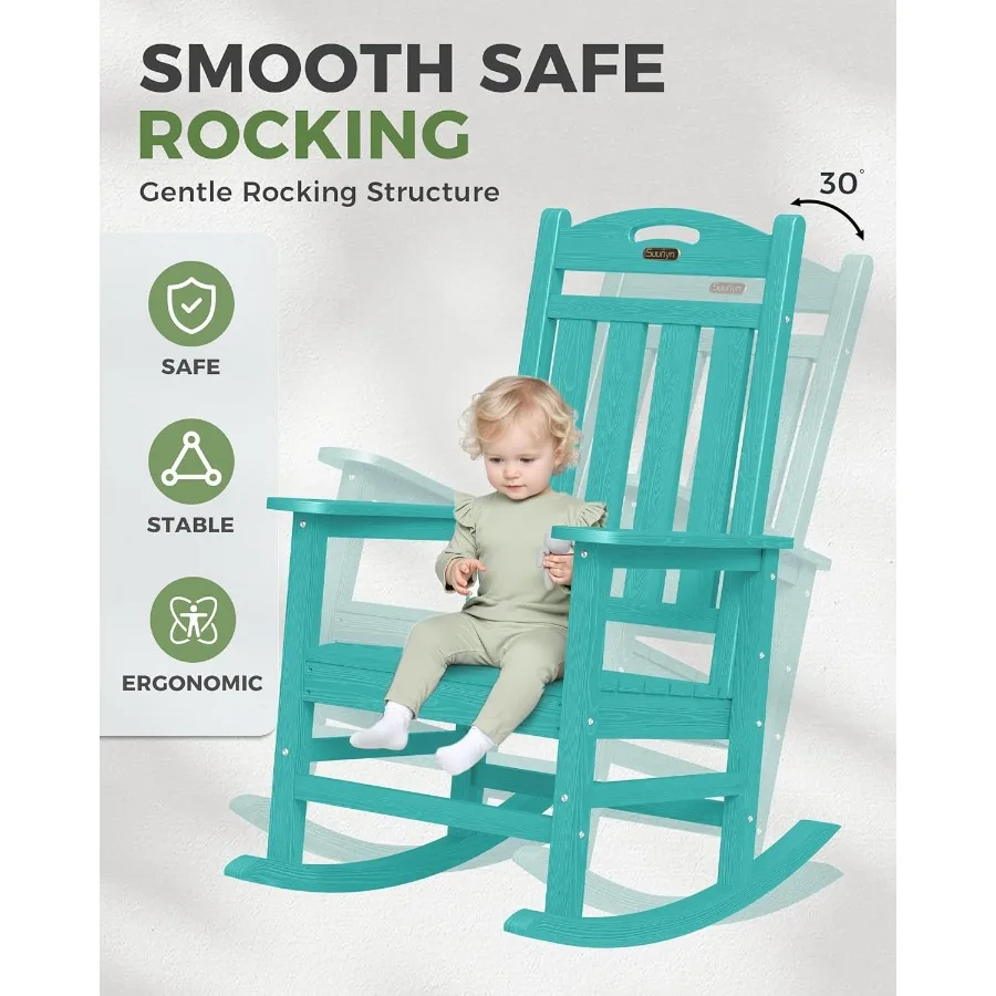Mecedora de gran tamaño para exteriores, mecedora de porche con respaldo alto, HDPE, resistente a todo tipo de clima, para Patio, peso de 380 libras