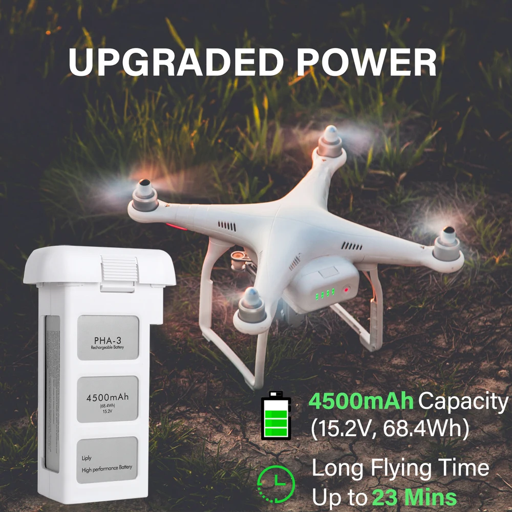 Drone Battery For DJI Phantom 3 Pro / Standard / Advanced / SE / 4K 15.2V 4500mAh LiPo 4S Intelligent Replacement Batteries