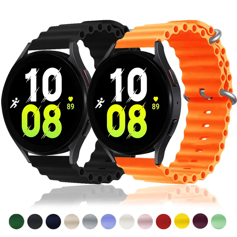 20mm 22mm Silicone Strap For Samsung Galaxy Watch 7/4/5/6/pro/Classic/Active 2/Gear S3 44mm 40mm 46mm Ocean Sport Loop Bracelet