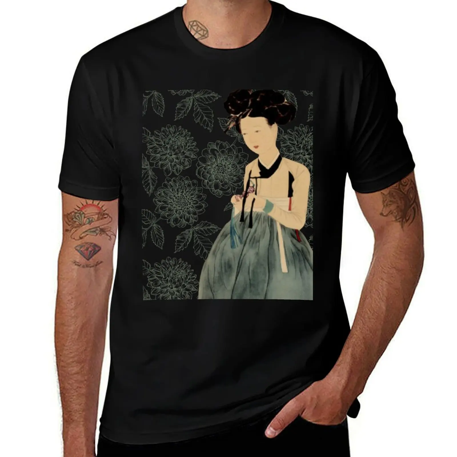 

 Lovely Korean Women in A Teal-Green Hanbok T-Shirt funny t shirts dark humor T-Shirt