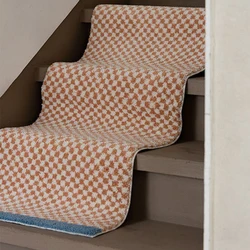 Long Grid Fluffy Imitation Cashmere Rug Soft Short Plush Non-slip Floor Mat Entrance Bedroom Girl's Bedside Floor Blanket