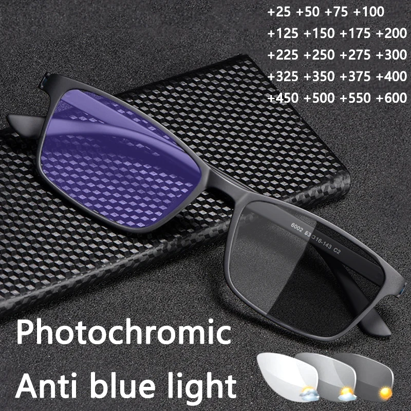 

Men Transition Reading Glasses Photochromic Anti Blue Light Presbyopic Glasses Women Fashion Anti-fatigue Computer Eyeglass +25