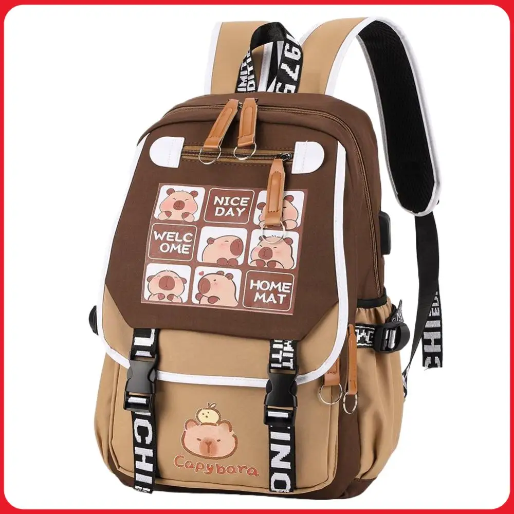 

Cartoon Capybara Backpack with Pencil Case Laptop Backpack Large Capacity Capybara Flap Backpack School Bag for Kids Girls Boys