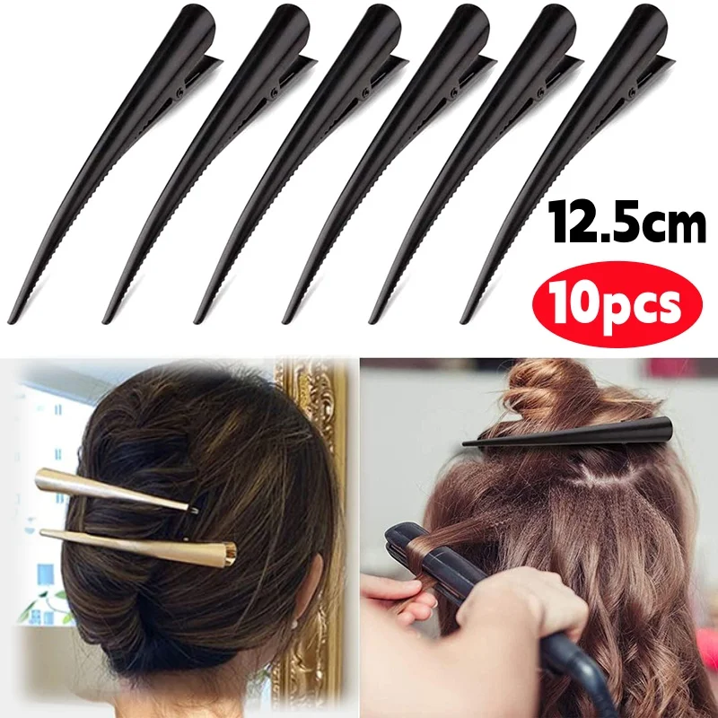 

10 шт. 12,5 см длинные металлические заколки для волос полый цветок утконос зажимы для волос аксессуары для волос парикмахерский салон зажим для кончиков