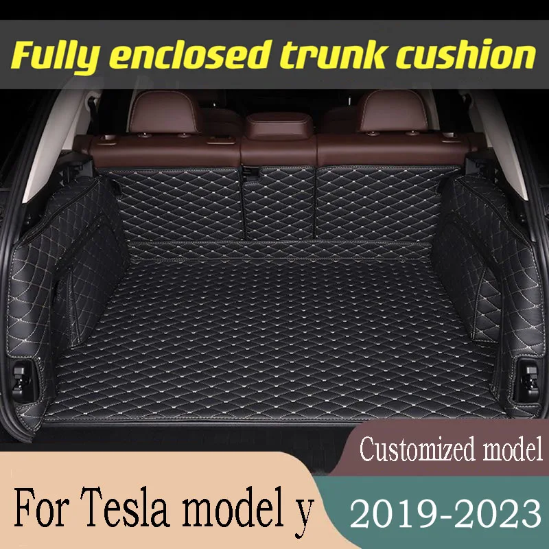 Leather trunk For Tesla model y trunk mat accessories 2022 boot liner tapis coffre cargo 2019-2023 model Y tesla Y accessoires