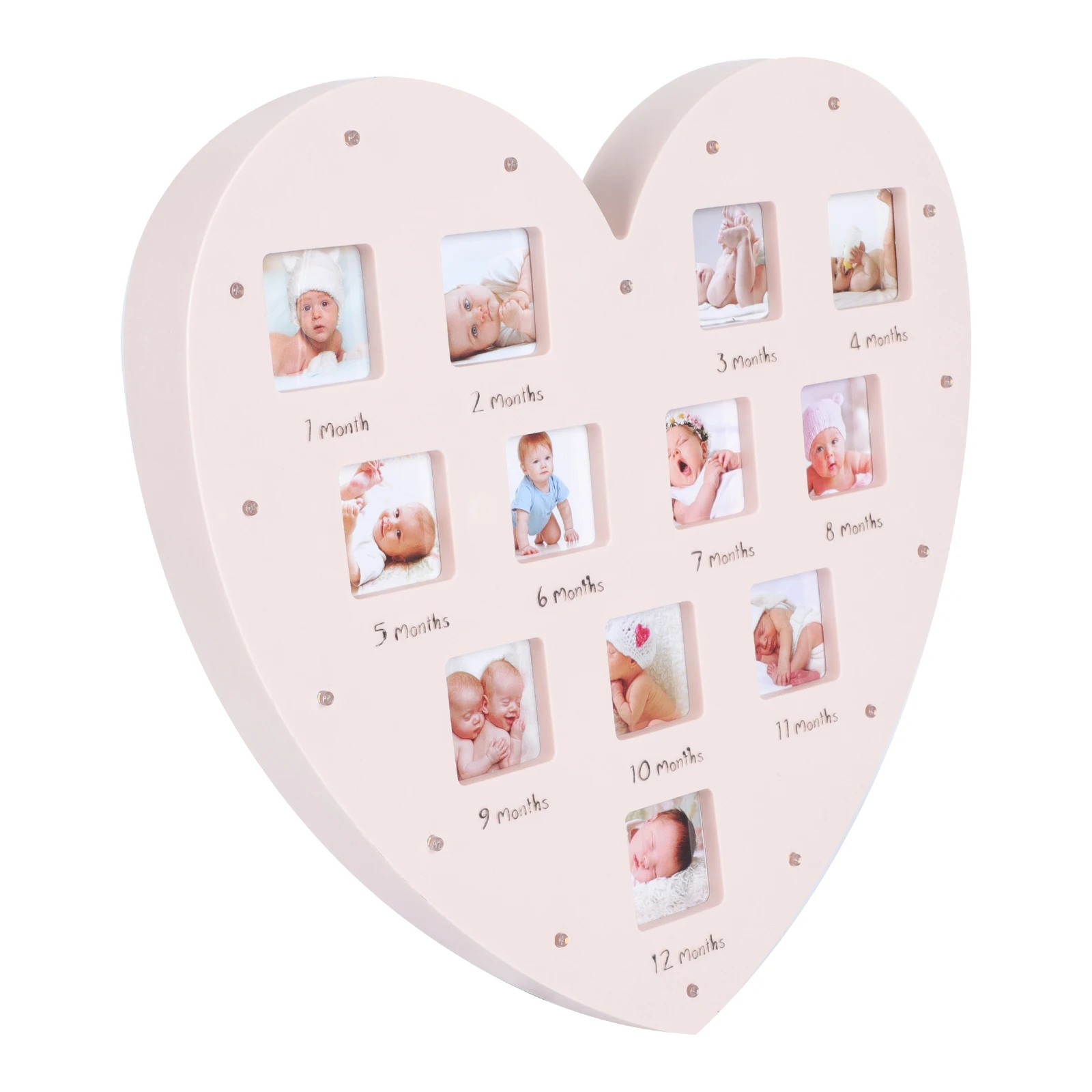 

Уникальная фоторамка в форме сердца для роста ребенка со световым годом, фоторамка, настольное украшение, 12 фотографий