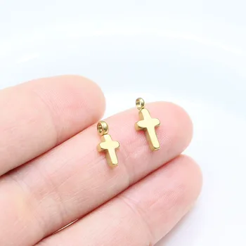 防水ステンレス鋼クロスペンダント,10個,抗アレルギー,手作りジュエリー,DIY