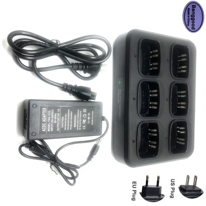 Multifunctional AC/DC Adapter 6-Way Rapid Charger For Motorola GP340 GP360 GP640 PRO5150 PR860 GP328 PTX760 HT750 MTX850 Radio