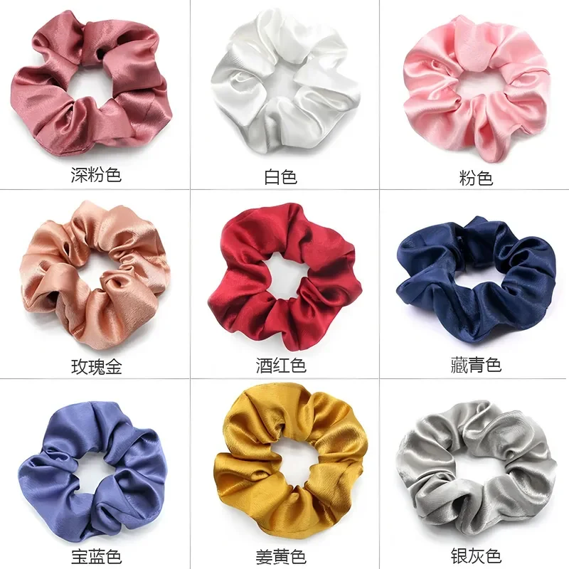 Crystal Satin Hair Band for Jennifer Lopez BM Solid Color Large Intestine Fat Intestine Head Rope European American Rubber